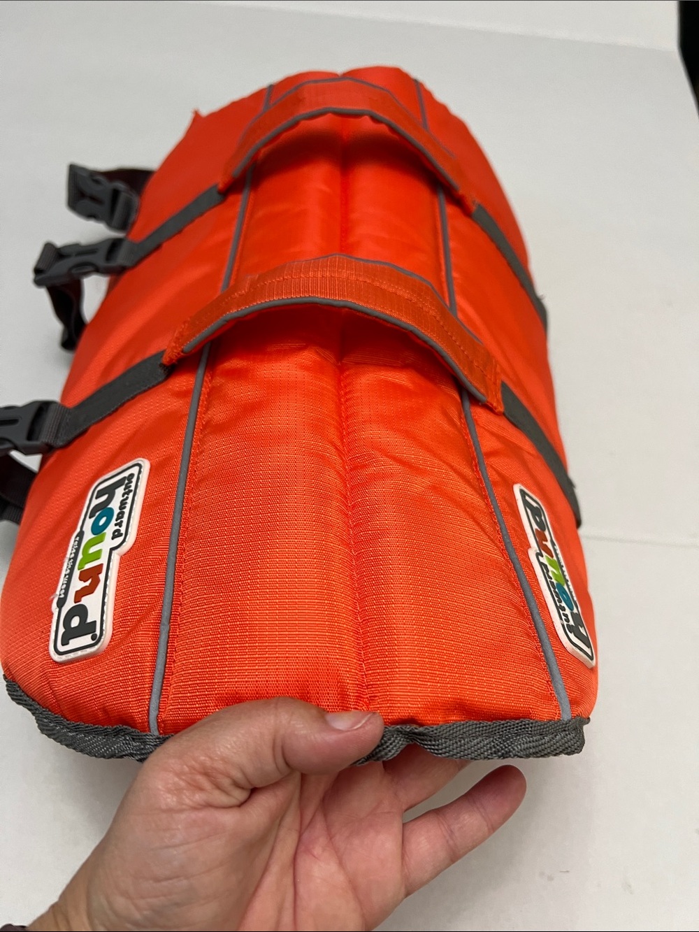 Outward Hound High-Visibility Orange & Gray Dog Life Jacket with Grab Handle L